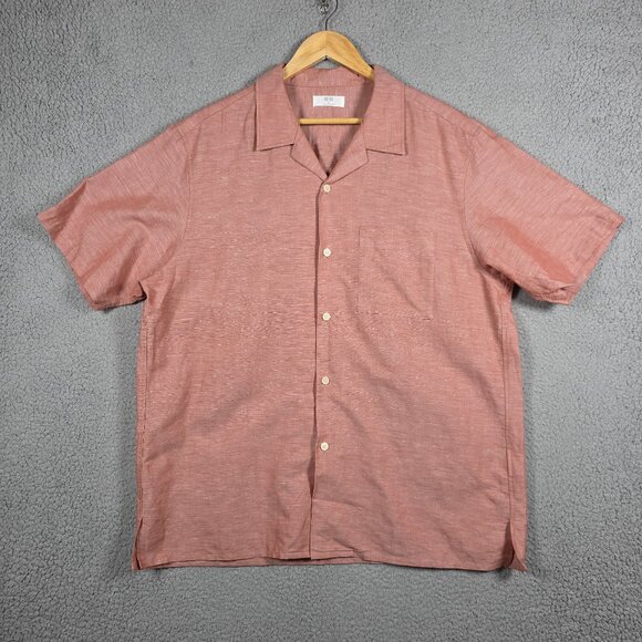 Uniqlo Shirt Mens SIze XL Dusty Pink Open Camp Collar Linen Blend Boxy Relaxed - Picture 1 of 10